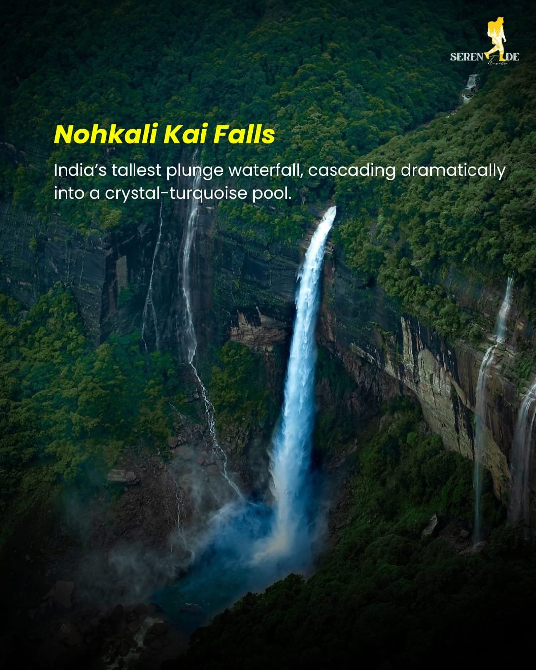 Nohkalikai Falls near Cherrapunji — India's tallest plunge waterfall