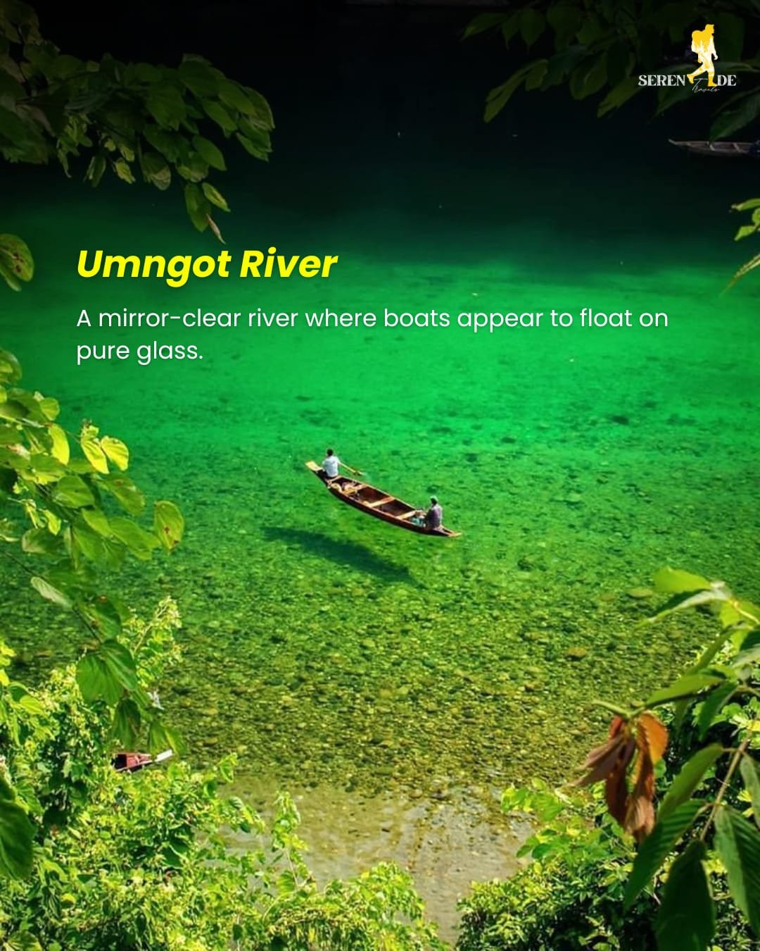 Boating on the Umngot River at Dawki — water so clear the boats appear to float mid-air