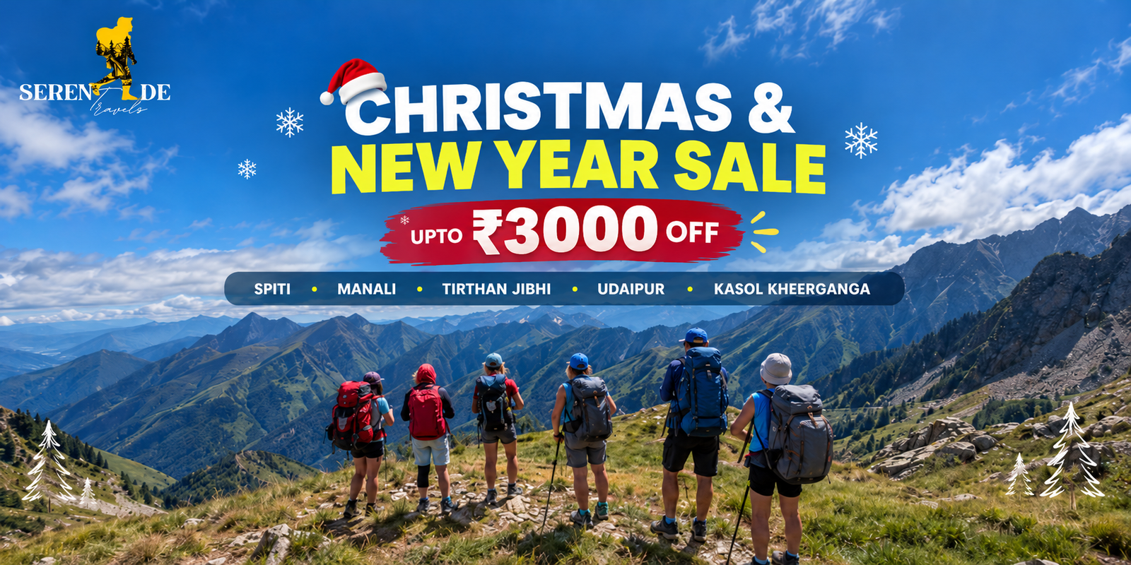 Christmas and New Year trips from Delhi 2026–27 including Spiti Valley, Manali, Jibhi and Udaipur
