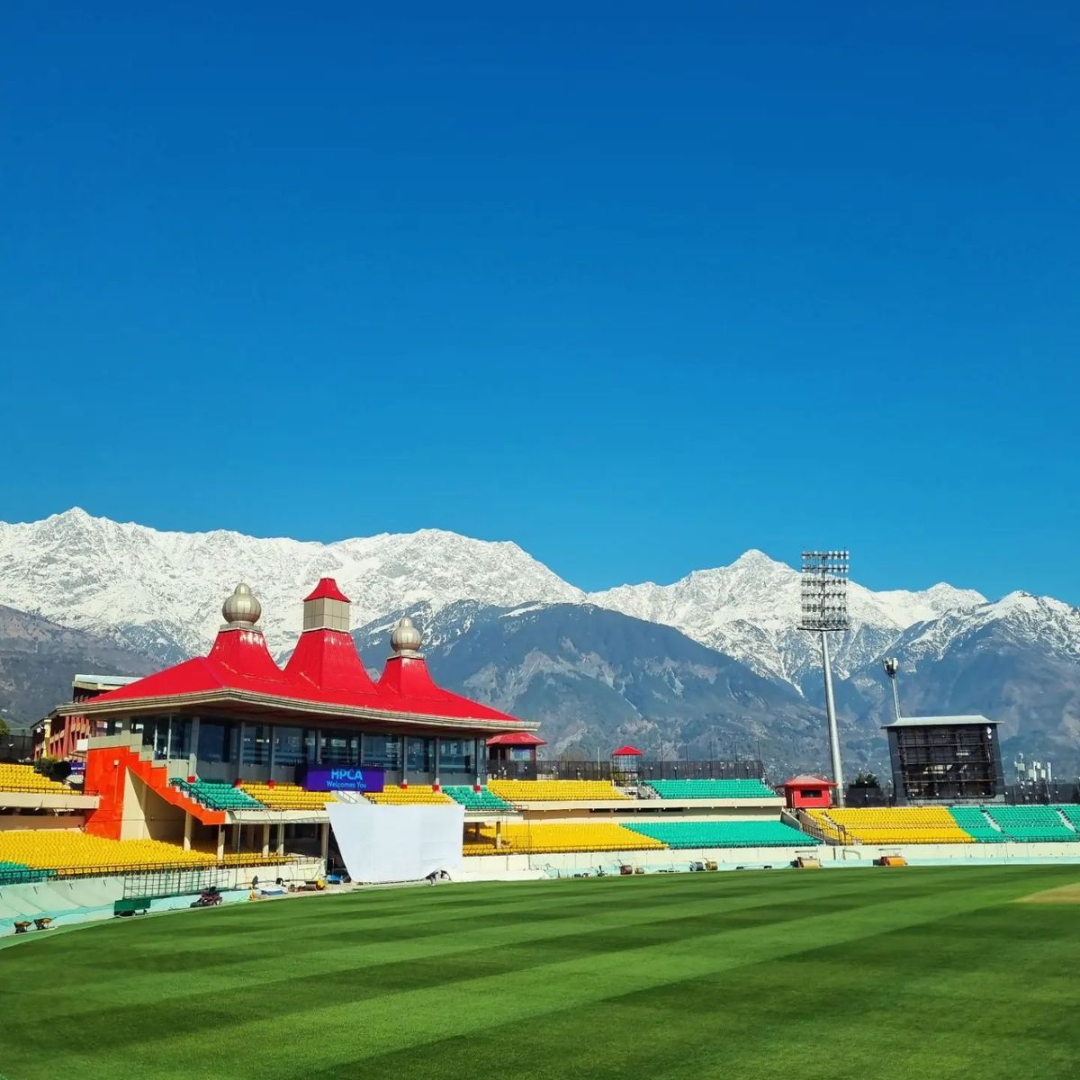 HPCA Stadium in Dharamshala with Himalayan backdrop